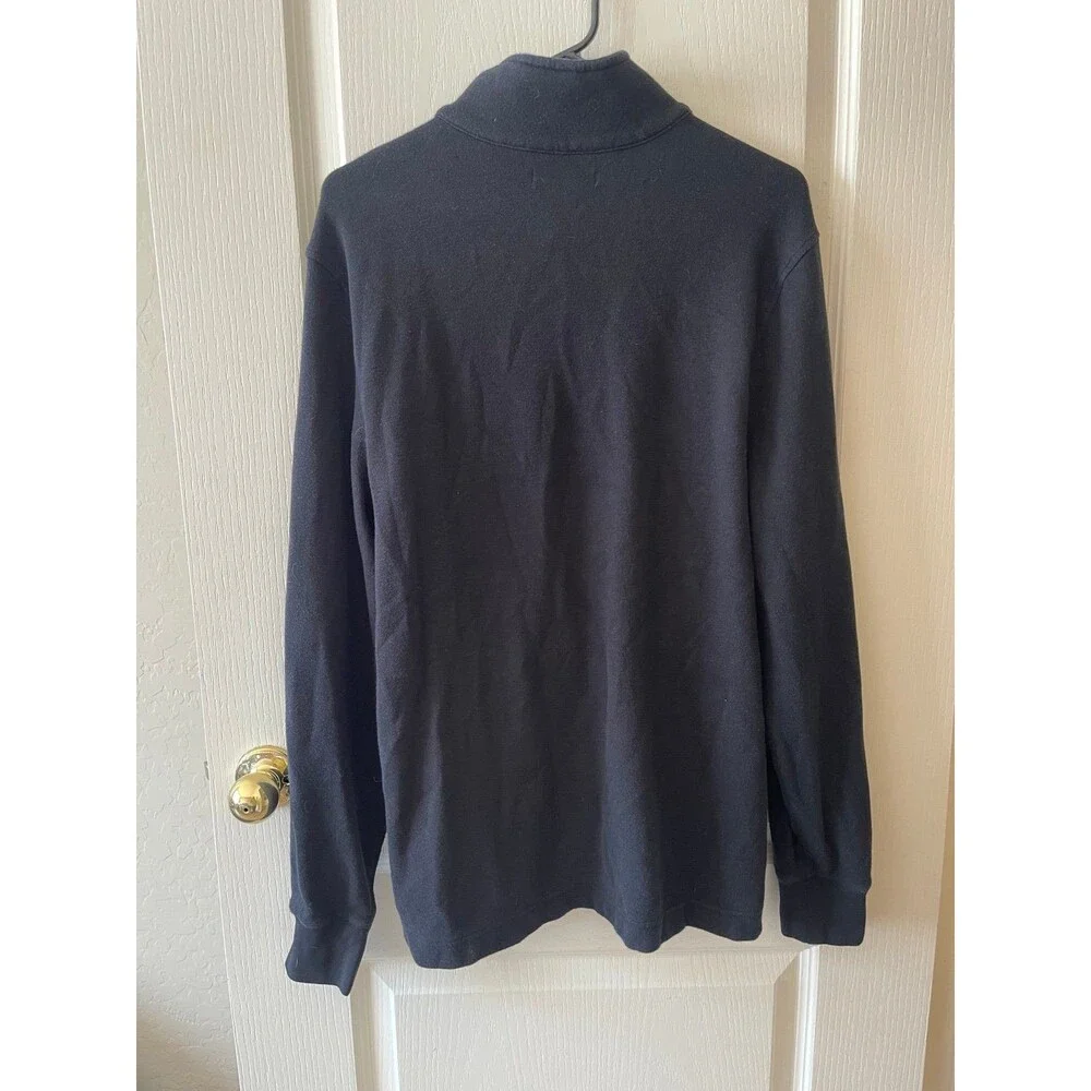 Banana Republic Men's Black Cotton Blend Sweater Sz L 1/4 Zip & Snap Pullover